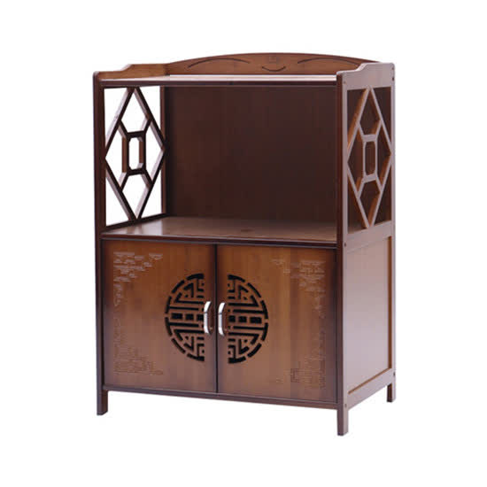 吉优百(Homebest)|收纳层架,-吉优百 竹制带门储物收纳柜三层
